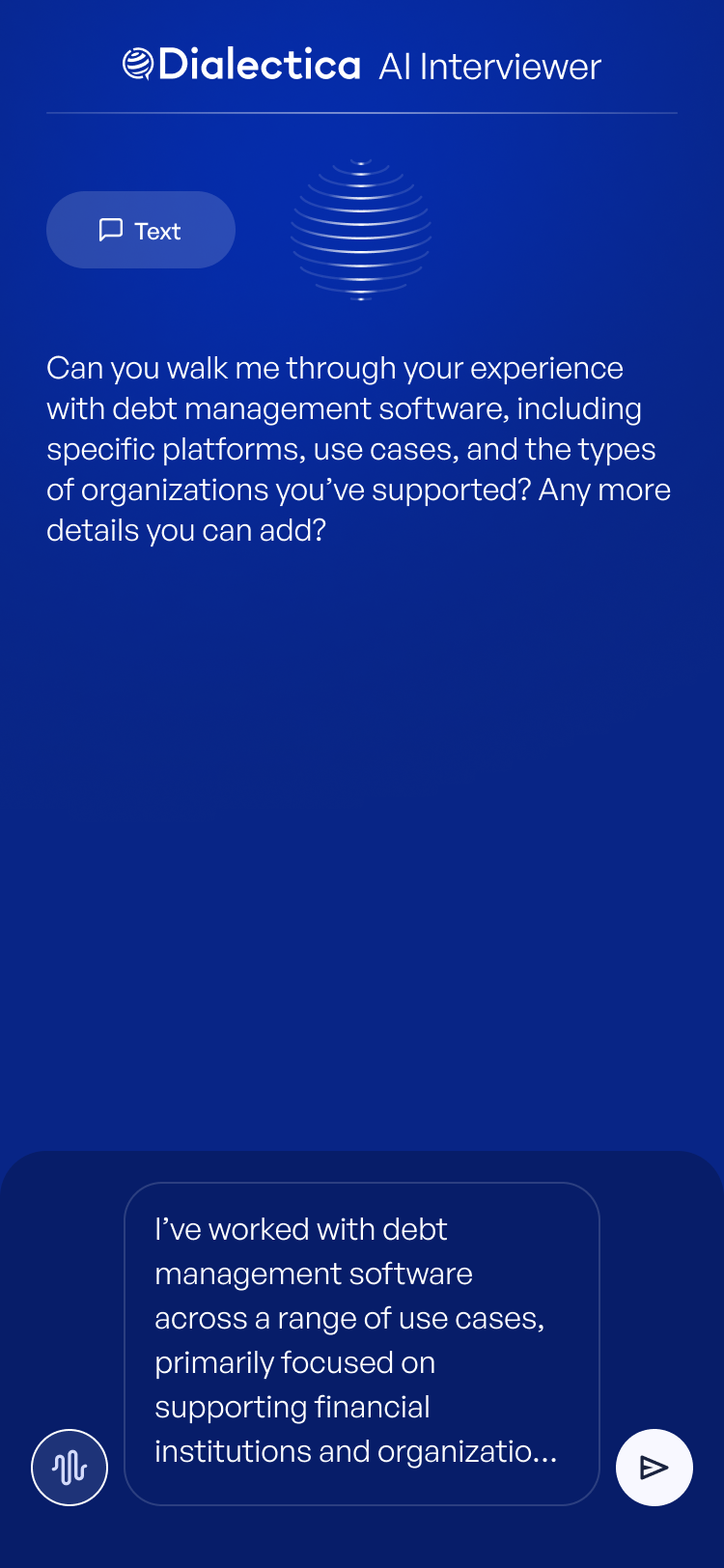 Text mode: typing a long answer